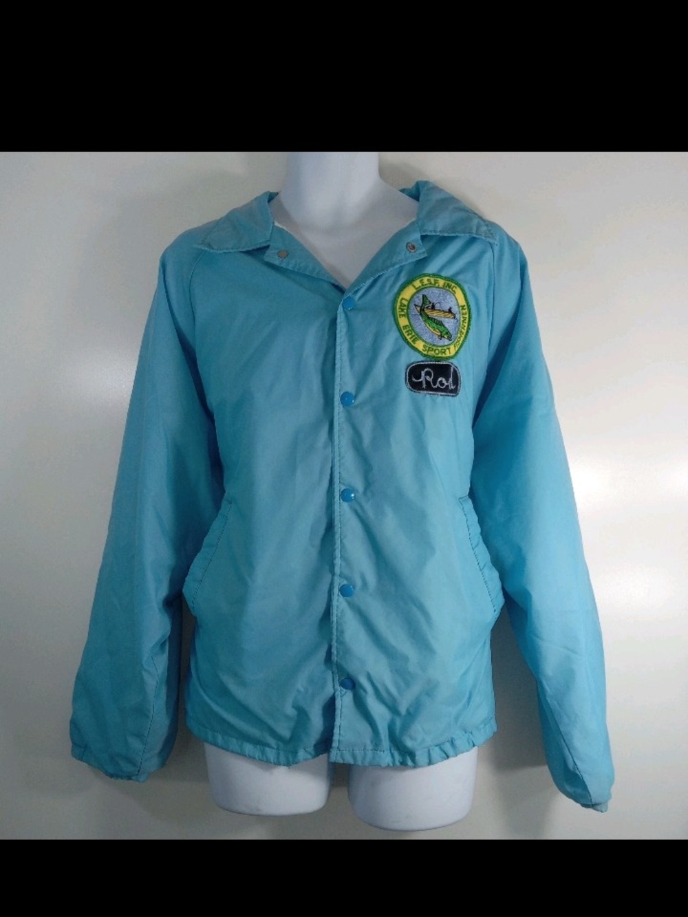Vintage Lake Erie Sports Fishermans Jacket Blue "Rod" XL
